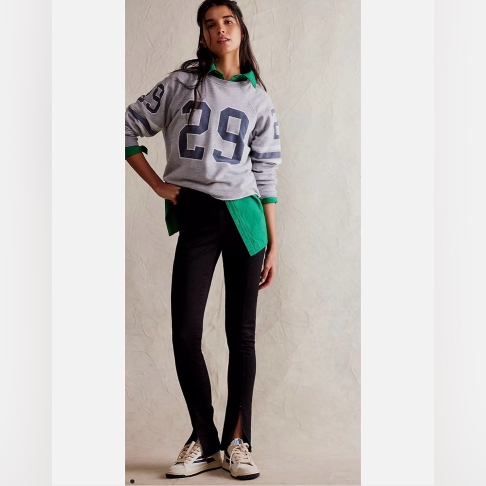 NWT Free People We The Free Double Dutch Pull-On Slit Skinny Jeans, Size XS